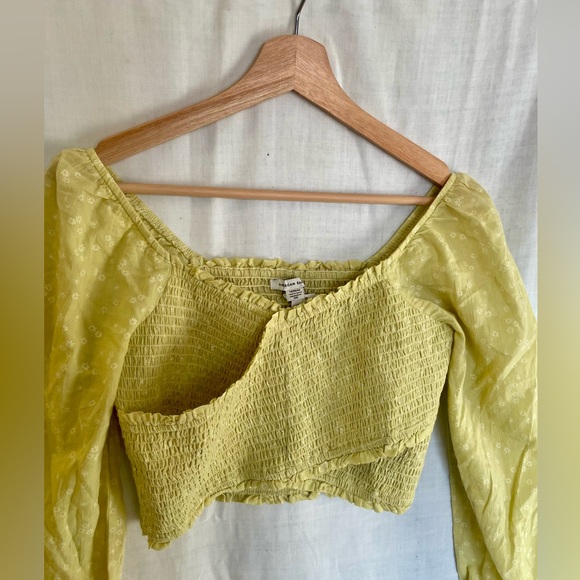 American Eagle Cropped Blouse – Lime Green / Medium - Picture 2 of 4